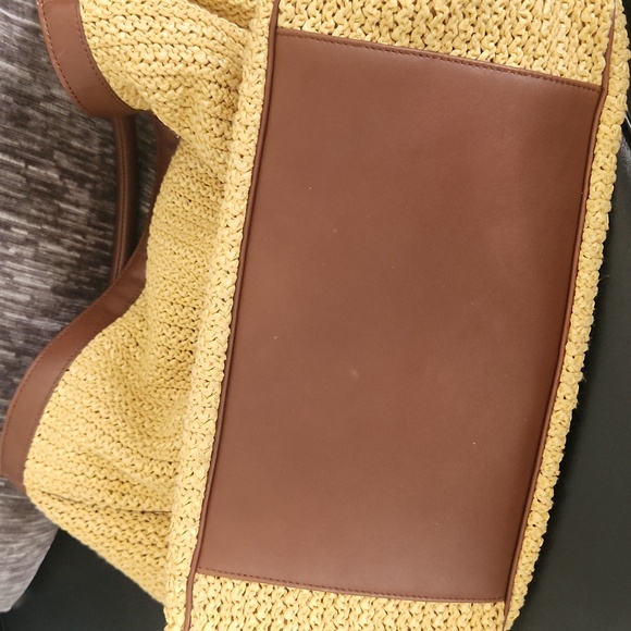 YSL Yves Saint Laurent ROADY Raffia Woven Brown Leather Tote - Picture 6 of 12